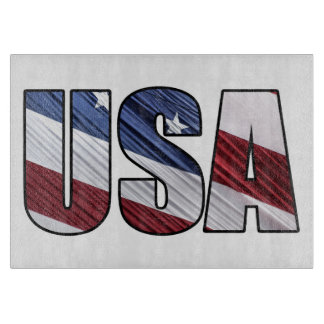 USA in Red White and Blue American Patriotic Flag Cutting Board