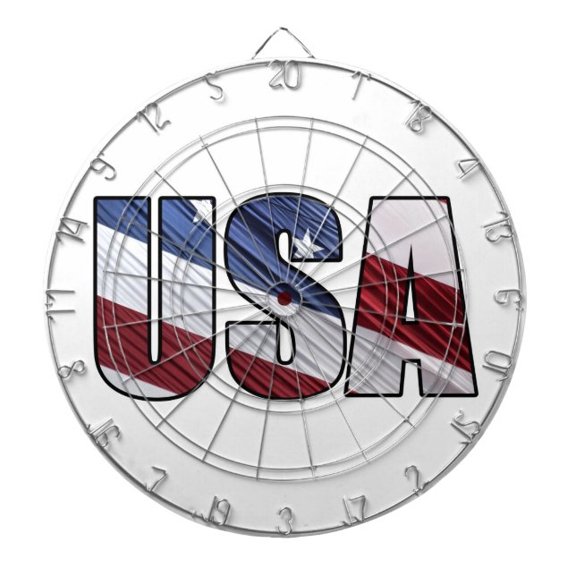 USA in Red White and Blue American Patriotic Flag Dartboard (Front)