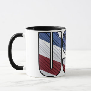 USA in Red White and Blue American Patriotic Flag Mug