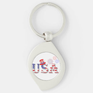 USA in Stars and Stripes Key Ring