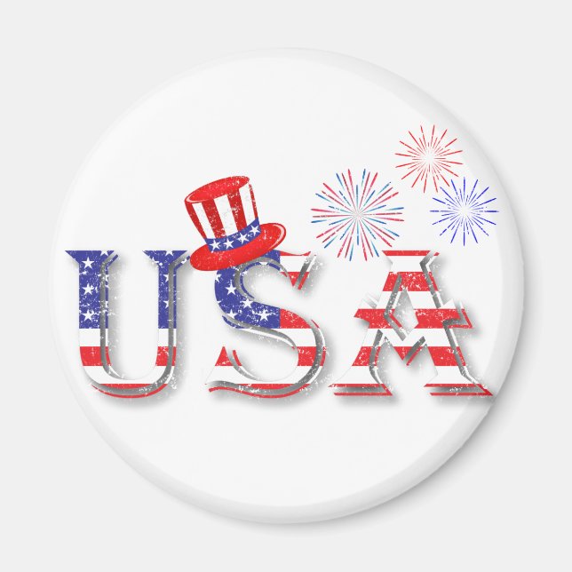 USA in Stars and Stripes Magnet (Front)