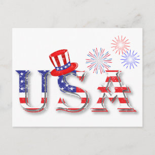 USA in Stars and Stripes Postcard