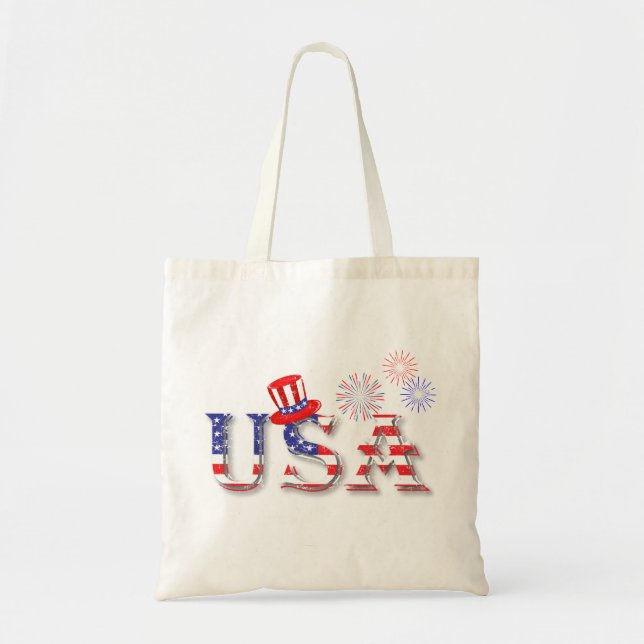 USA in Stars and Stripes Tote Bag (Front)