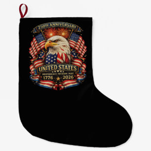 USA Independence 250th Anniversary 1776 2026 Large Christmas Stocking