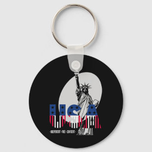 Usa Independence Day 4th July Statue Of Liberty Wo Key Ring