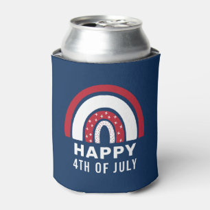 USA Independence Day 4th Of July American Rainbow Can Cooler