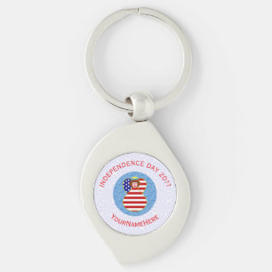 USA Independence Day Angel Flag Personalised  Key Ring