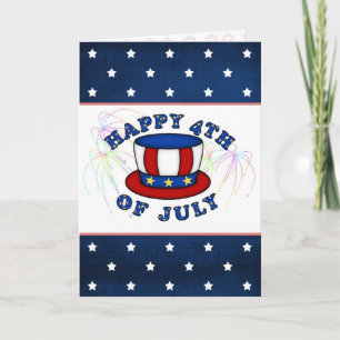 USA Independence Day Card. Uncle Sam's hat, stars Card