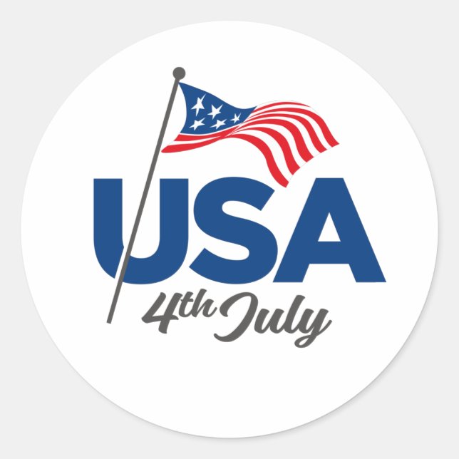 USA Independence Day Classic Round Sticker (Front)