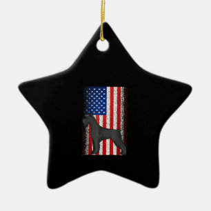 USA Independence Day July 4th American Flag Schnau Ceramic Ornament