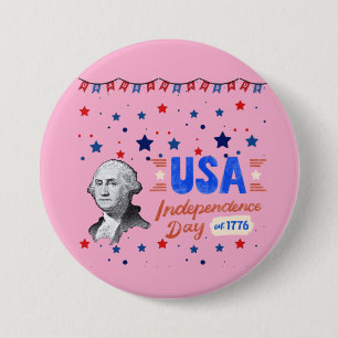 USA Independence Day light pink 7.5 Cm Round Badge