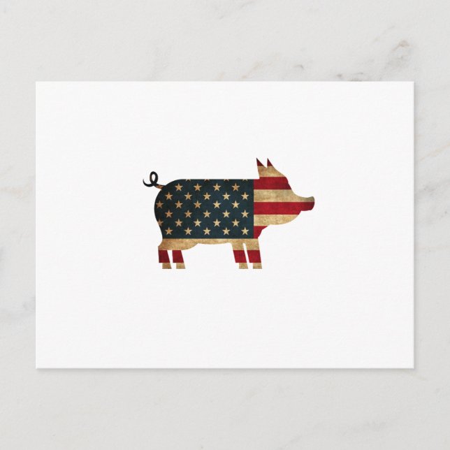 USA Independence Day - Pig 4th Of July Funny Postcard (Front)