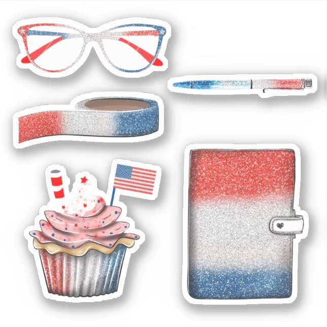 USA Independence day planner sticker set  (Front)