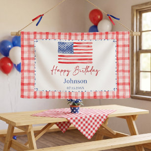 USA Independence Day Themed Birthday Banner