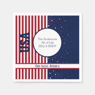 USA Independence God Bless America 4th July Party Napkin