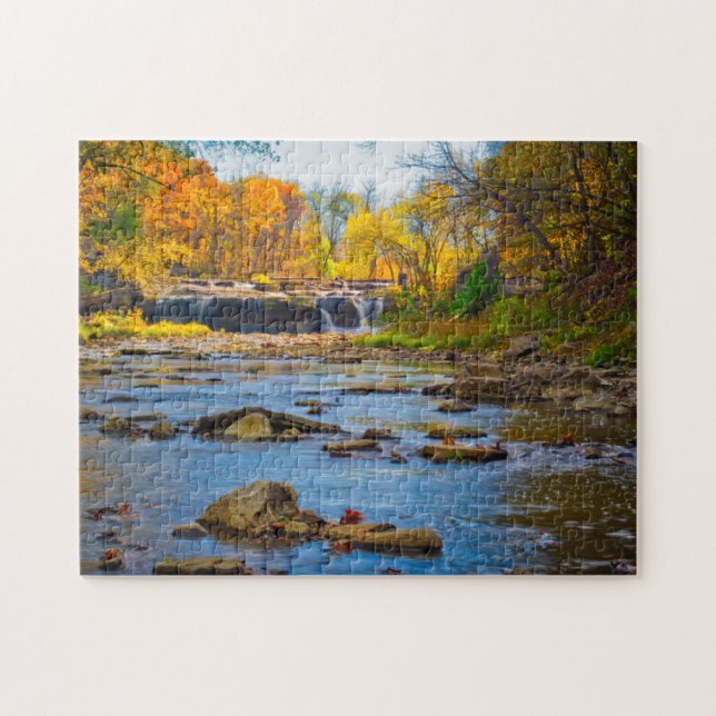 USA, Indiana. Cataract Falls State Recreation Jigsaw Puzzle (Horizontal)