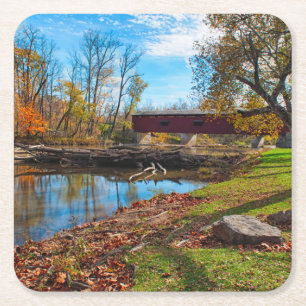 USA, Indiana, Cataract Falls State Recreation Square Paper Coaster