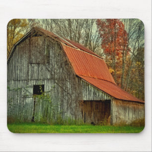 USA, Indiana. rural landscape, vine-covered barn Mouse Pad