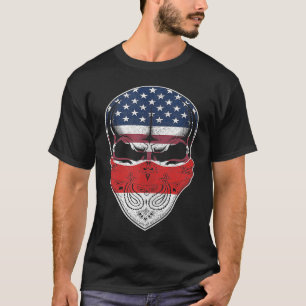 USA Indonesia Roots Indonesian American Flag Skul T-Shirt