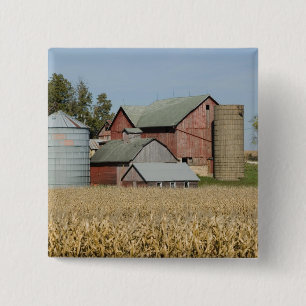 USA, IOWA, Froelich: Old farm 15 Cm Square Badge
