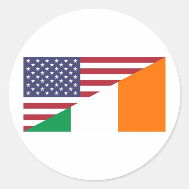 USA/Ireland Flag Classic Round Sticker (Front)