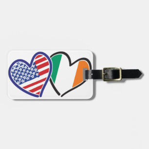 USA Ireland Heart Flags Luggage Tag