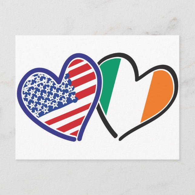 USA Ireland Heart Flags Postcard (Front)