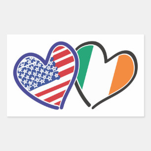 USA Ireland Heart Flags Rectangular Sticker