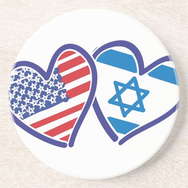 USA Israel Heart Flag Coaster (Front)