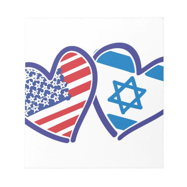 USA Israel Heart Flag Notepad (Front)