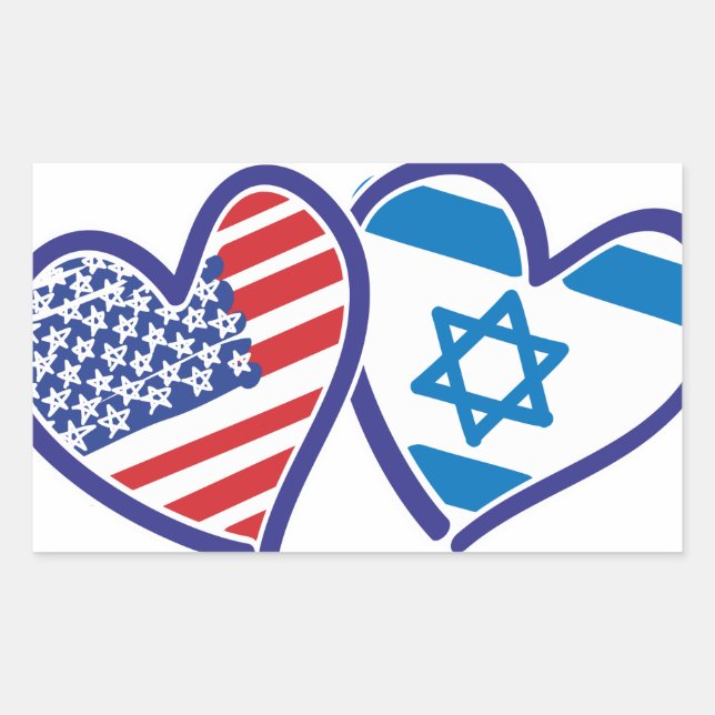 USA Israel Heart Flag Rectangular Sticker (Front)