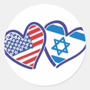 USA Israel Heart Flags Classic Round Sticker