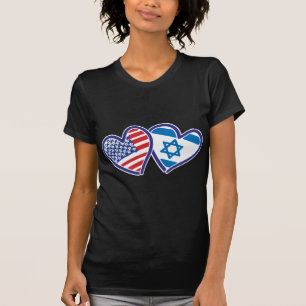 USA Israel Hearts Flag T-Shirt