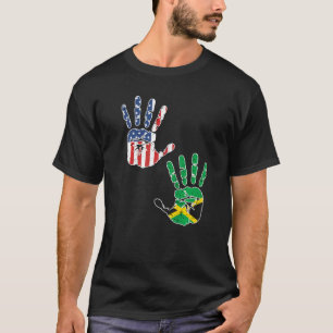 USA Jamaica Handprint Flag Proud Heritage Jamaican T-Shirt