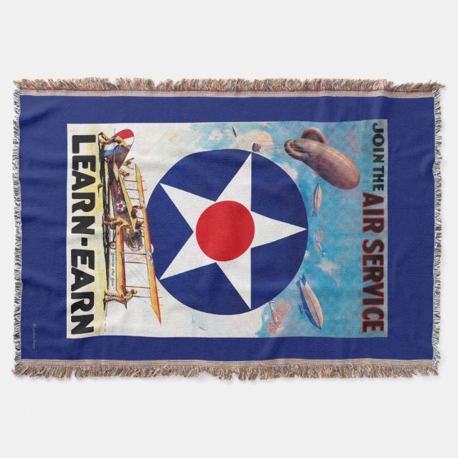 USA - Join the Air Service Learn-Earn Throw Blanket (Front)