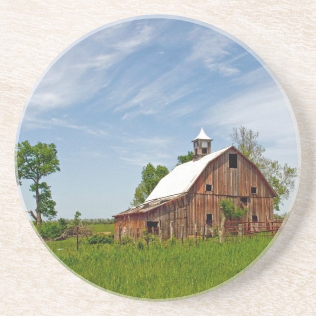 USA, Kansas. Old Red Barn Coaster (Front)