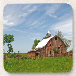 USA, Kansas. Old Red Barn Coaster