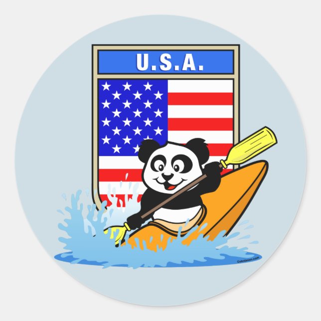 USA Kayaking Panda Classic Round Sticker (Front)
