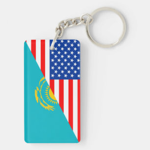 usa Kazakhstan country half flag america symbol Key Ring