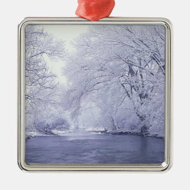 USA, Kentucky, Louisville. Snow covered Metal Ornament (Front)