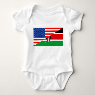 usa Kenya country half flag america symbol Baby Bodysuit