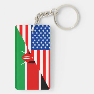 usa Kenya country half flag america symbol Key Ring