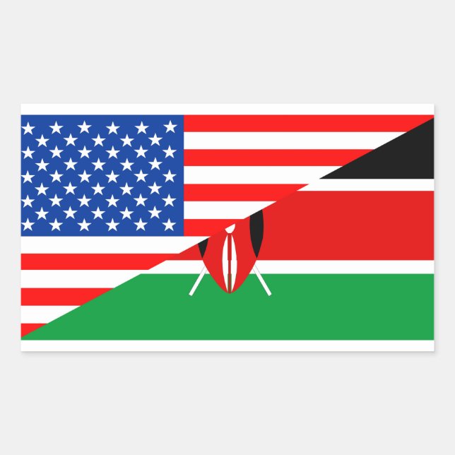 usa Kenya country half flag america symbol Rectangular Sticker (Front)