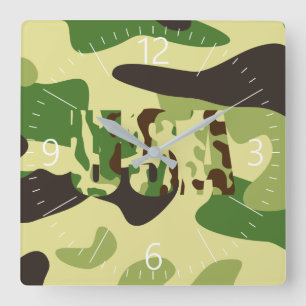 USA khaki camouflage sign Square Wall Clock