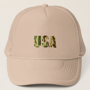 USA khaki camouflage sign Trucker Hat