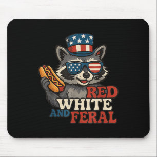 Usa Kids Red Funny White And Feral Racoon Feral 4t Mouse Pad
