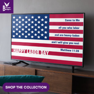 USA LABOR DAY Patriotic Christian Frame Art TV  Poster