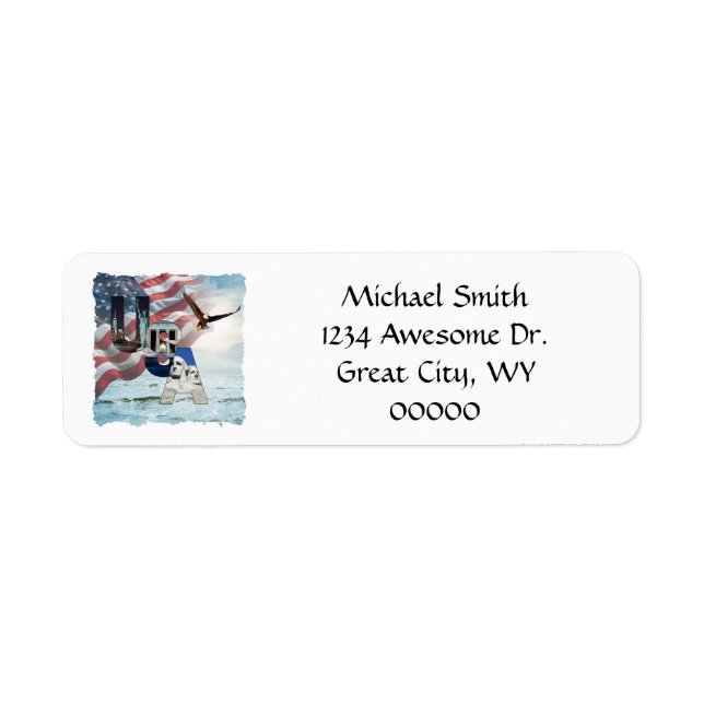 USA Landmark Soaring Bald Eagle Return Address Label (Front)