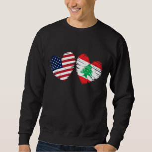 Usa Lebanon Flag Heart Valentines Day Lebanese Ame Sweatshirt