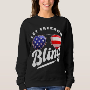 Usa - Let Freedom Bling Sunglasses Flags Sweatshirt